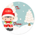Widdle Wonders Santa Boy -Round Gift Tag sticker