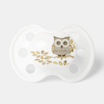 Wide Eyes Owl in Tree Baby Pacifier