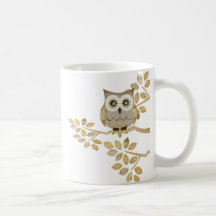 Wide Eyes Owl in Tree Coffee Mugs
