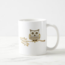 Wide Eyes Owl in Tree Coffee Mugs