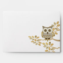 Wide Eyes Owl in Tree Envelope