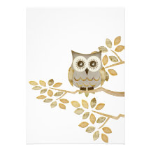 Wide Eyes Owl in Tree Invitation
