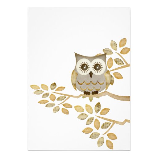 Wide Eyes Owl in Tree Invitation (front side)