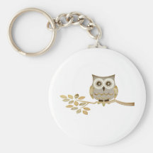 Wide Eyes Owl in Tree Key Chains