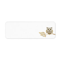 Wide Eyes Owl in Tree Label