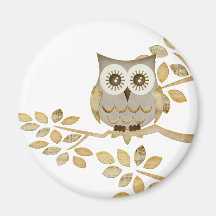 Wide Eyes Owl in Tree Magnets