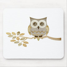 Wide Eyes Owl in Tree Mouse Pad