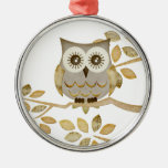 Wide Eyes Owl in Tree Ornament