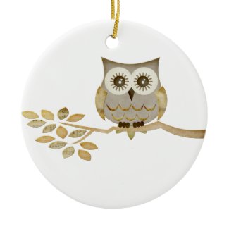 Wide Eyes Owl in Tree Ornament