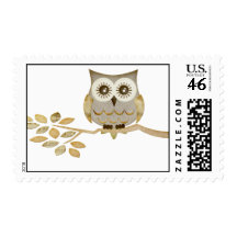 Wide Eyes Owl in Tree Postage