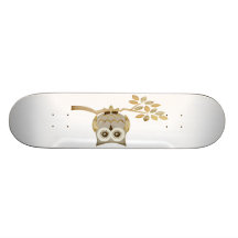 Wide Eyes Owl in Tree Skateboard