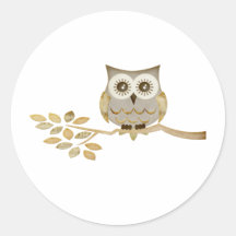 Wide Eyes Owl in Tree Stickers
