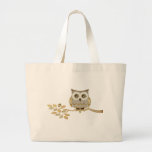 Wide Eyes Owl in Tree Tote Bags