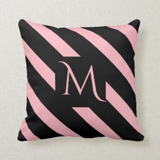 Wide Pink and Black Diagonal Stripes Monogram