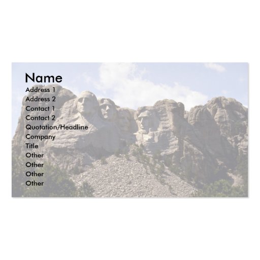 Wide view, Mt. Rushmore, South Dakota Business Cards (front side)