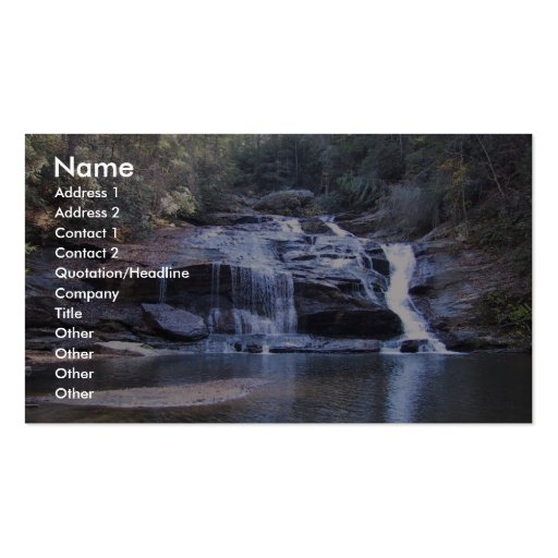 Wide Waterfall Into A Shallow Pool Business Card Template (front side)