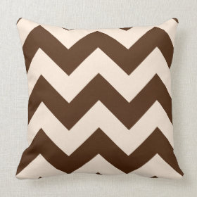 Wide Zigzag Pattern Brown and Cream Throw Pillows