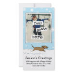 Wiener Dog Snow Holiday Personalized Photo Card
