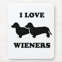 WIENER DOG TEES - "I Love wieners" mousepads