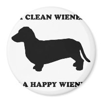 WIENER DOG TEES - "My wiener is clean and happy" magnets by humortees WIENER DOG TEES - "My wiener is clean and happy" magnets