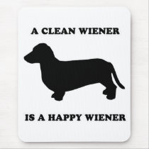 WIENER DOG TEES - "My wiener is clean and happy" mousepads