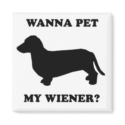 WIENER DOG TEES - "Wanna pet my wiener?" Magnets by humortees
