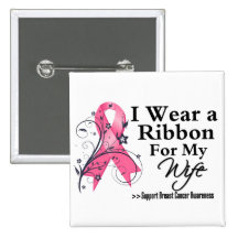 Wife Floral Ribbon - Breast Cancer Pin