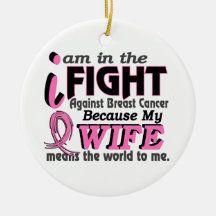 Wife Means The World To Me Breast Cancer Christmas Tree Ornament