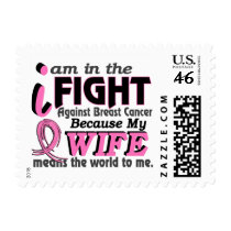 Wife Means The World To Me Breast Cancer Postage Stamp