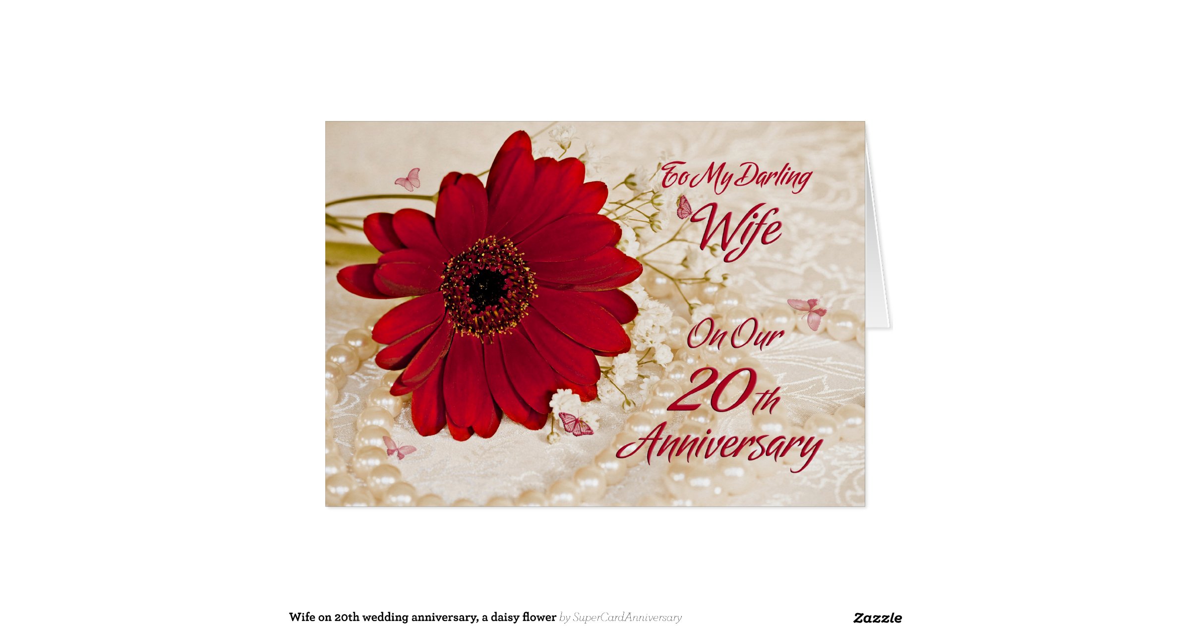Wife on 20th wedding anniversary, a daisy flower greeting card ...
