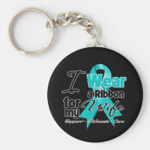 Wife - Teal Awareness Ribbon Key Chain