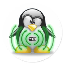 Wifi Tux Round Sticker