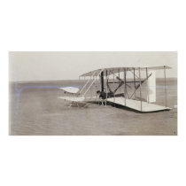 Wilbur Wright in Prone Position in Damaged Machine Custom Photo Card