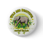 Wild and Beautiful Elephant Pinback Buttons