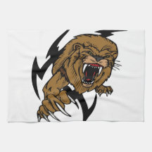 Wild and Brown Lion roaring Towels