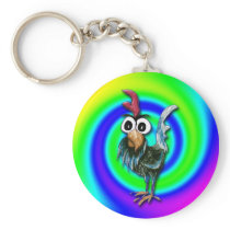 Wild and Crazy Rooster Keychain