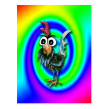 Wild and Crazy Rooster Postcard
