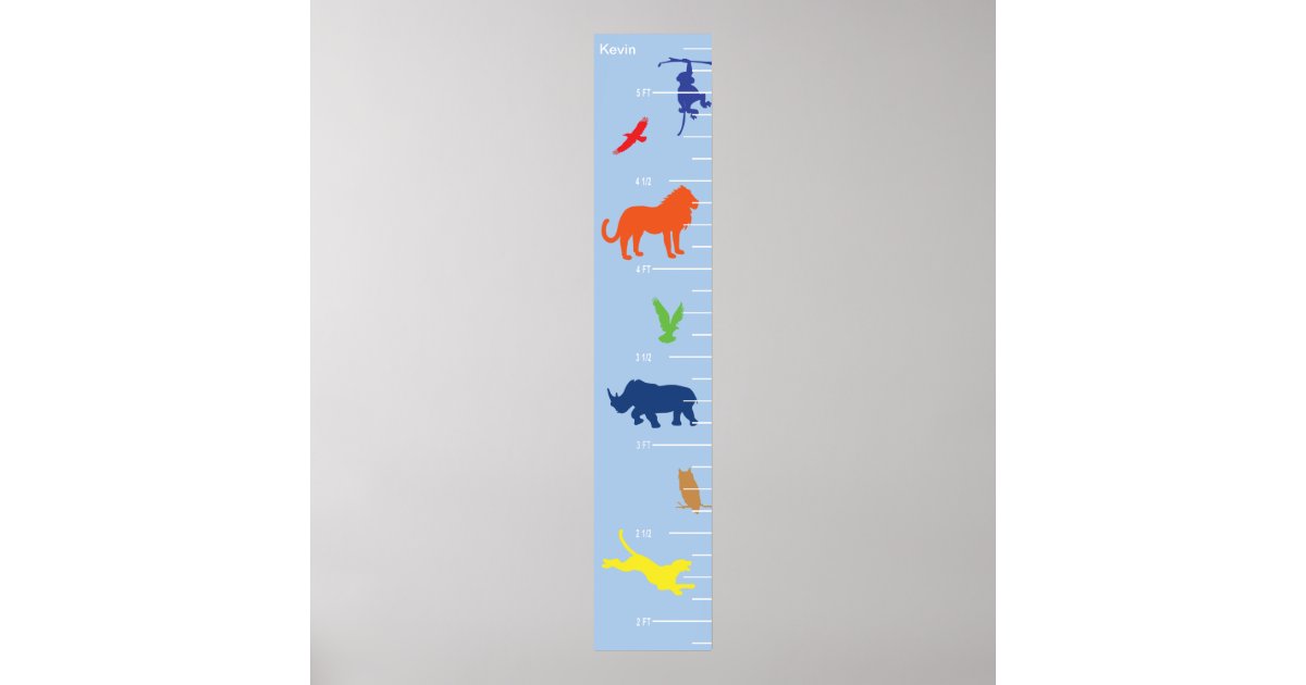 Wild Animals Growth Chart Poster Zazzle