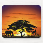 Wild Animals on Savannah Sunset Mousepad
