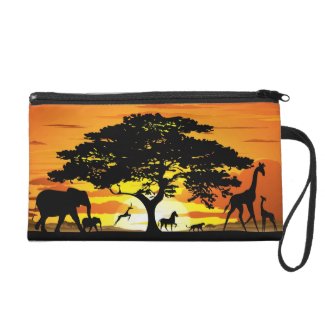 Wild Animals on Savannah Sunset Wristlets