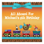 Wild Animals Train Ride Tiger Stripes Birthday Personalized Invitation