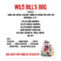 WILD BILL'S BBQ MENU posters