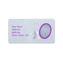 Wild Bird Footprints in Snow: Purple Border Custom Address Labels