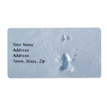 Wild Bird Footprints in Snow Shipping Label