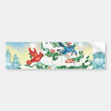 Wild Birds in Nature with Starlit Christmas Tree Bumper Stickers