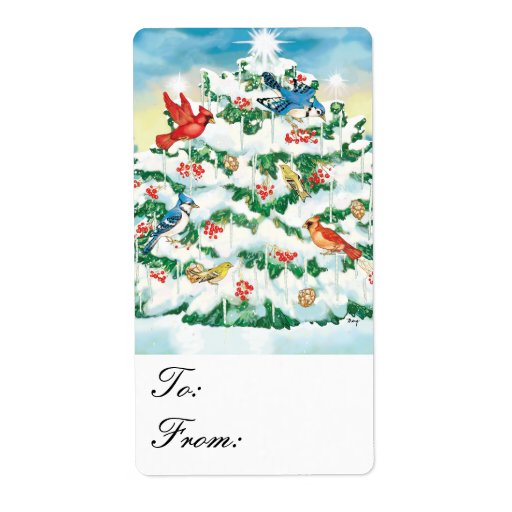 wild birds nature starlit christmas tree gift tags label wild birds nature starlit christmas tree gift tags label