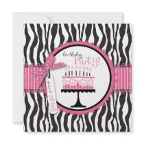 Wild Birthday Cake Card Square Pink Custom Announcement