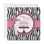 Wild Birthday Cake Card Square Pink invitation