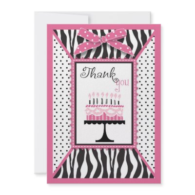 Wild Birthday Cake TY Card Pink 3 personalized invitations (10-pack)