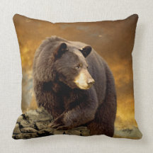 Wild Black Bear Pillow by Lois Bryan